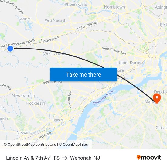 Lincoln Av & 7th Av - FS to Wenonah, NJ map