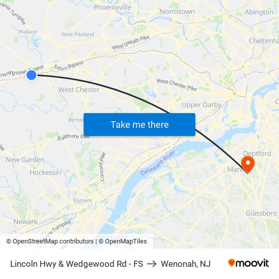Lincoln Hwy & Wedgewood Rd - FS to Wenonah, NJ map