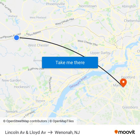 Lincoln Av & Lloyd Av to Wenonah, NJ map