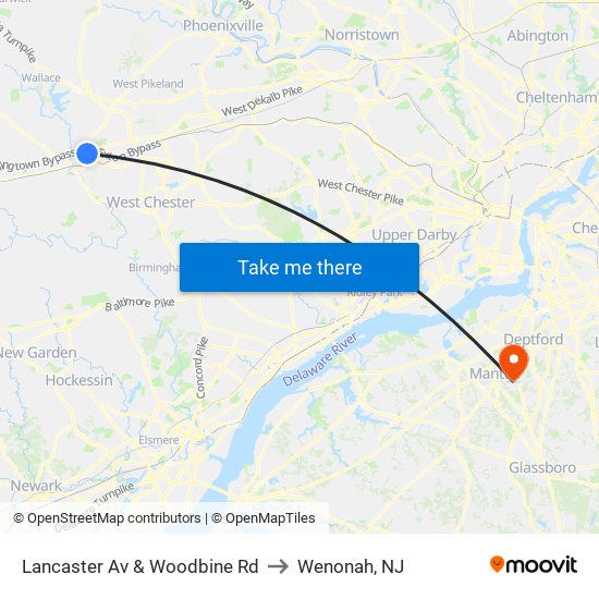 Lancaster Av & Woodbine Rd to Wenonah, NJ map