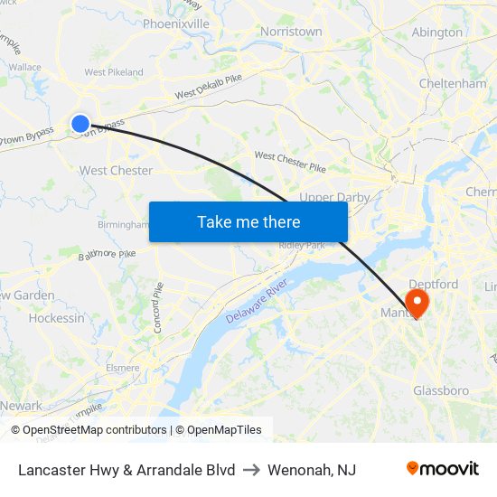 Lancaster Hwy & Arrandale Blvd to Wenonah, NJ map