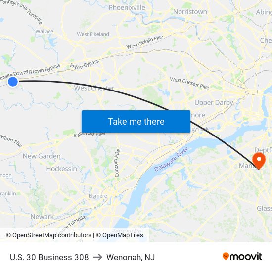 U.S. 30 Business 308 to Wenonah, NJ map