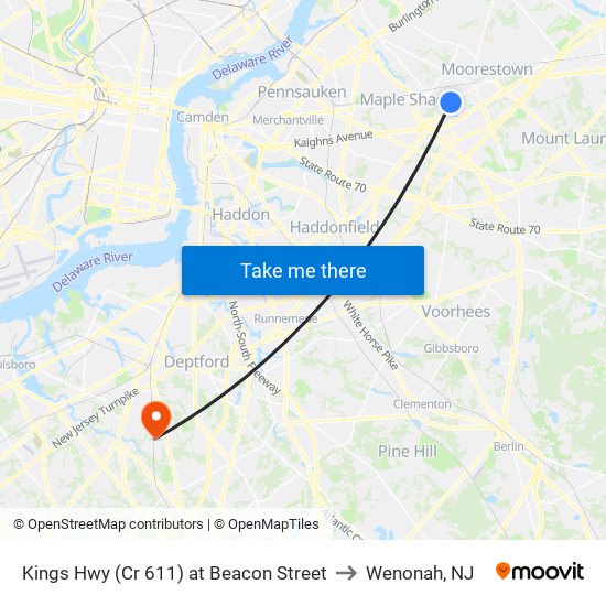 Kings Hwy (Cr 611) at Beacon Street to Wenonah, NJ map