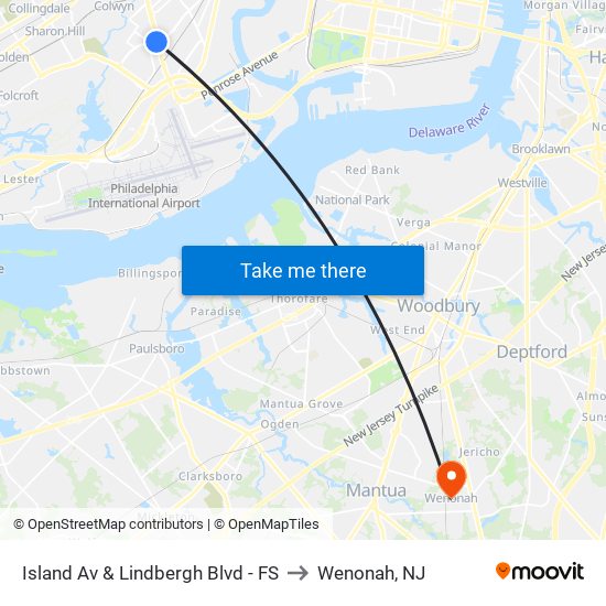 Island Av & Lindbergh Blvd - FS to Wenonah, NJ map