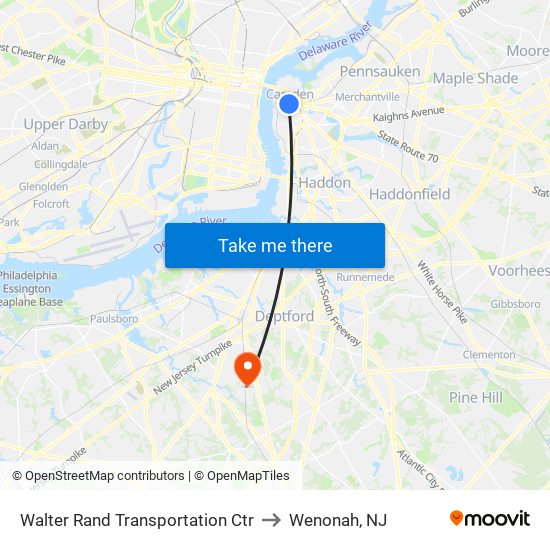 Walter Rand Transportation Ctr to Wenonah, NJ map