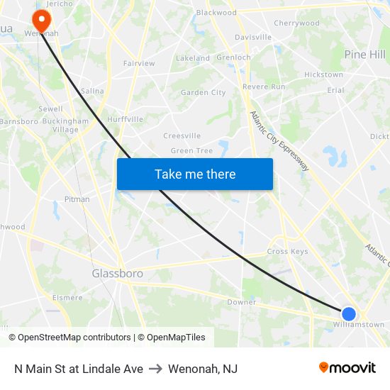 N Main St at Lindale Ave to Wenonah, NJ map
