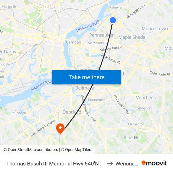 Thomas Busch III Memorial Hwy 540'N Of National H# to Wenonah, NJ map