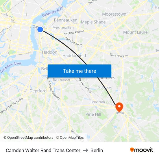 Camden Walter Rand Trans Center to Berlin map