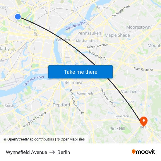 Wynnefield Avenue to Berlin map