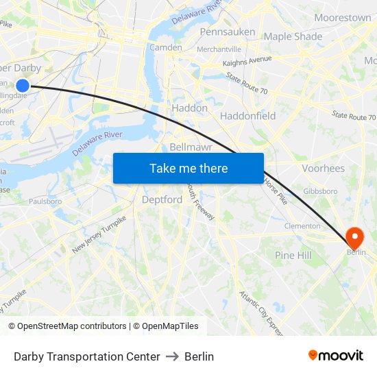 Darby Transportation Center to Berlin map