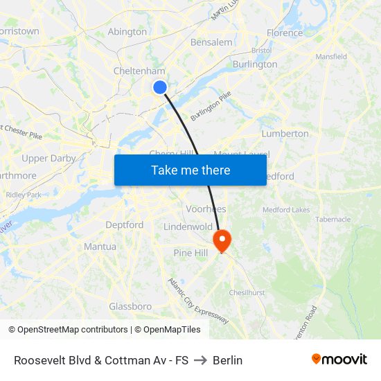 Roosevelt Blvd & Cottman Av - FS to Berlin map