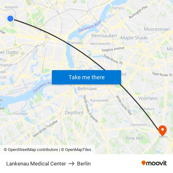 Lankenau Medical Center to Berlin map