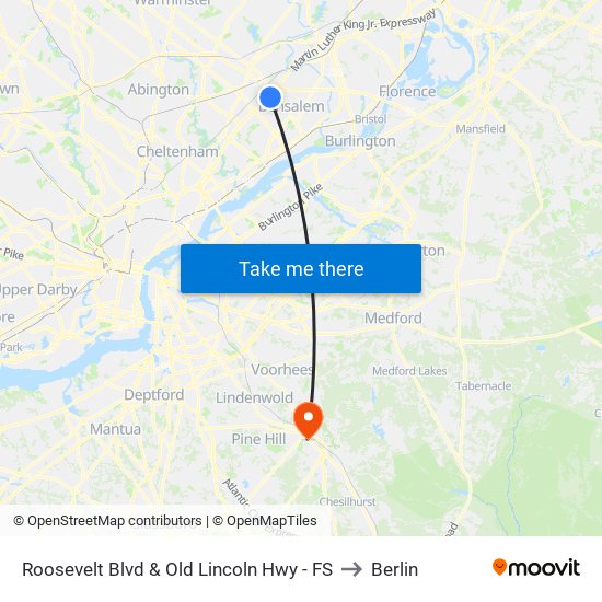 Roosevelt Blvd & Old Lincoln Hwy - FS to Berlin map