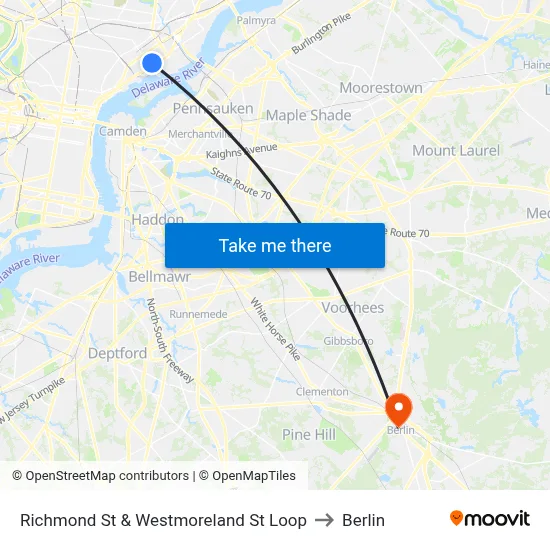 Richmond St & Westmoreland St Loop to Berlin map