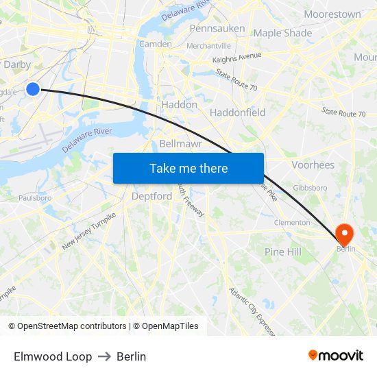 Elmwood Loop to Berlin map