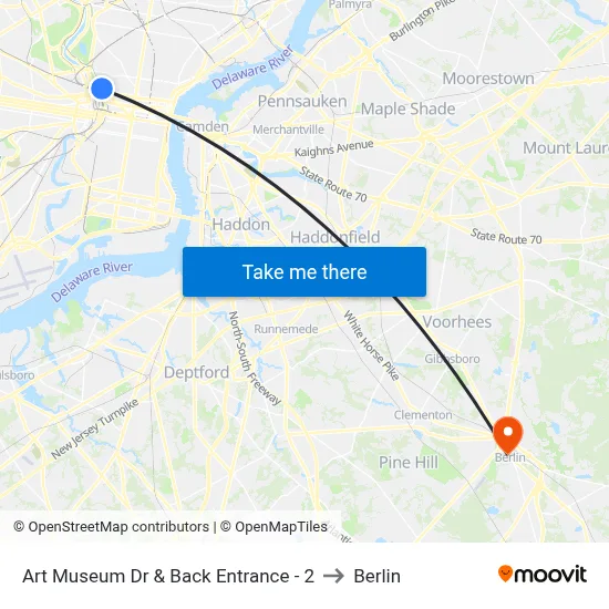 Art Museum Dr  & Back Entrance - 2 to Berlin map