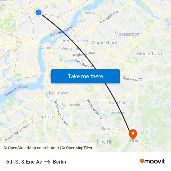 6th St & Erie Av to Berlin map