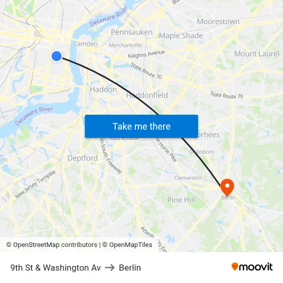 9th St & Washington Av to Berlin map
