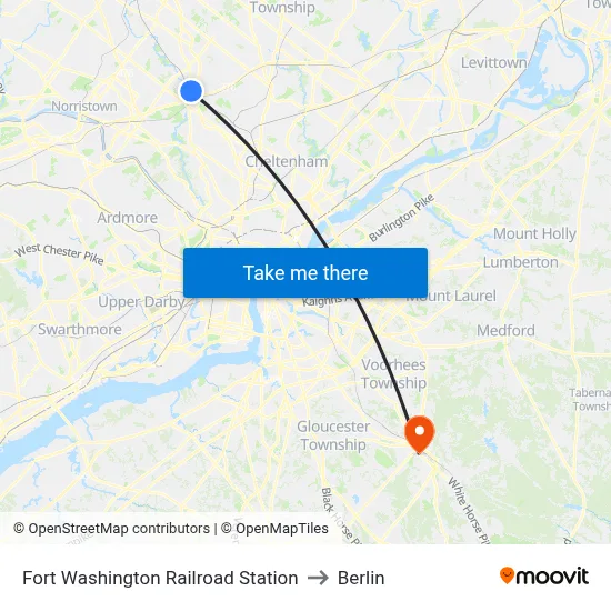 Fort Washington Railroad Station to Berlin map