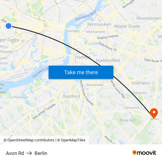 Avon Rd to Berlin map