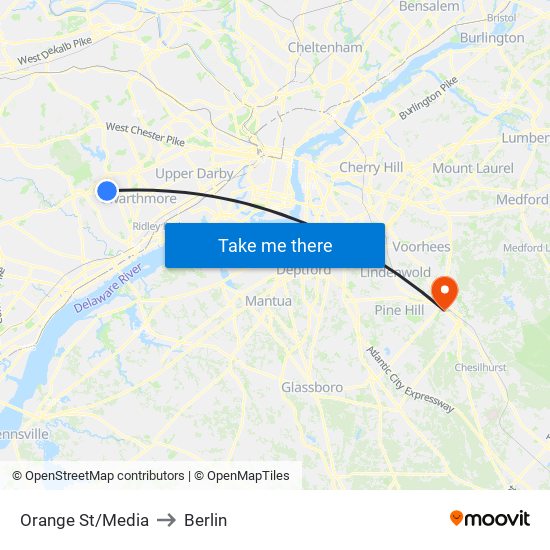 Orange St/Media to Berlin map