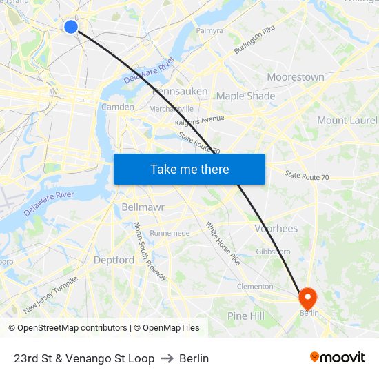 23rd St & Venango St Loop to Berlin map