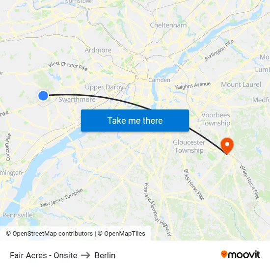 Fair Acres - Onsite to Berlin map