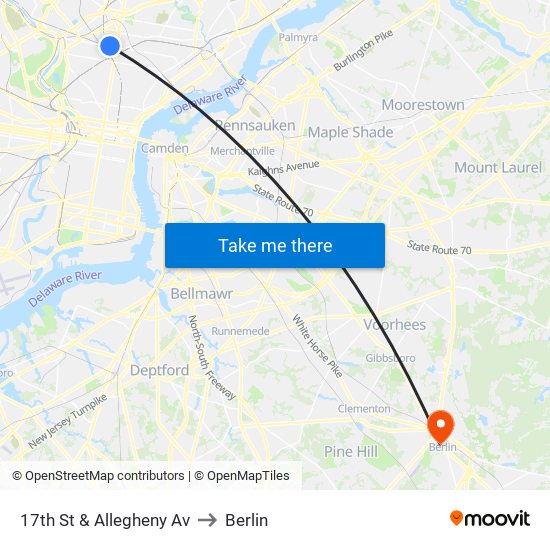 17th St & Allegheny Av to Berlin map