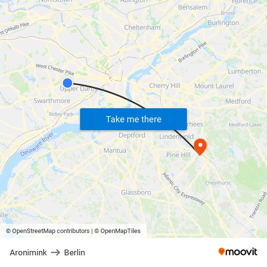 Aronimink to Berlin map