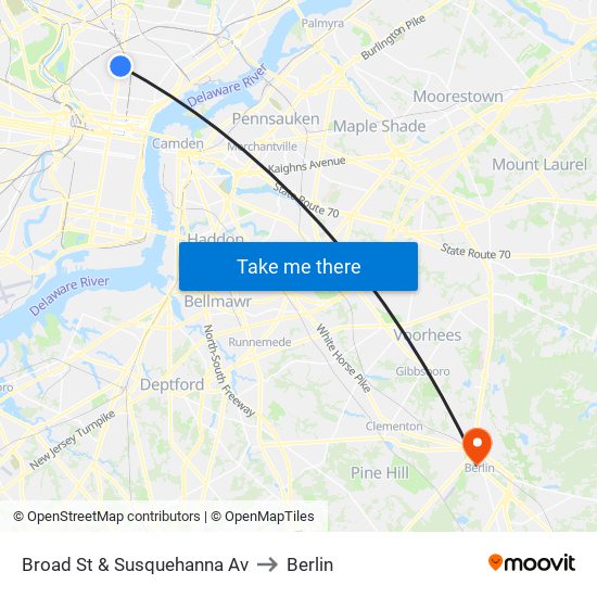 Broad St & Susquehanna Av to Berlin map