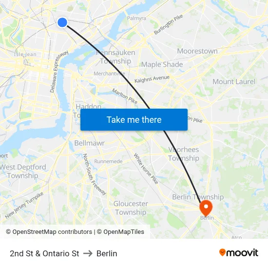 2nd St & Ontario St to Berlin map