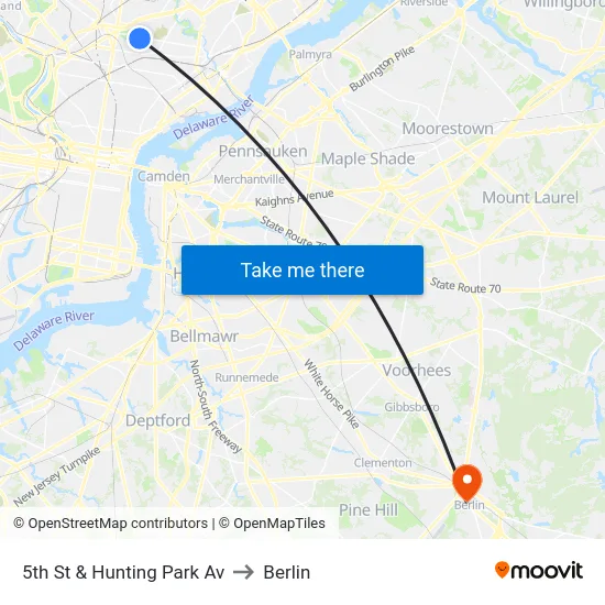 5th St & Hunting Park Av to Berlin map