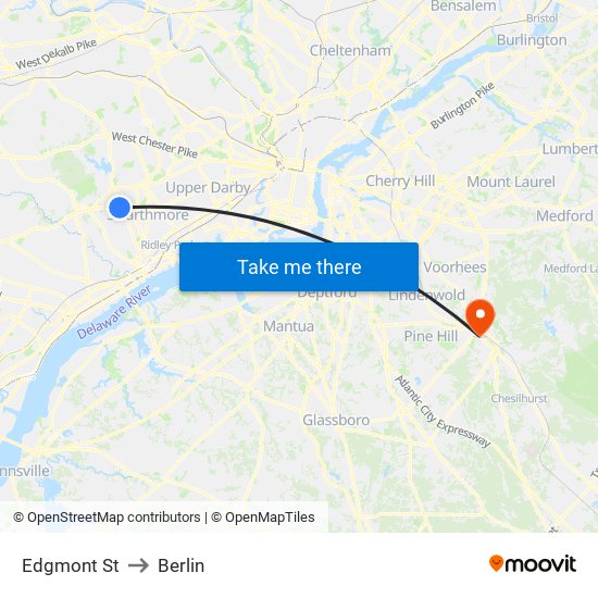 Edgmont St to Berlin map