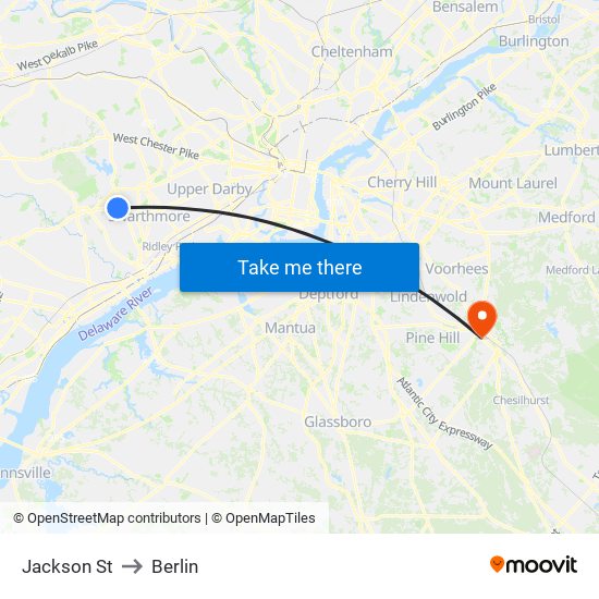 Jackson St to Berlin map