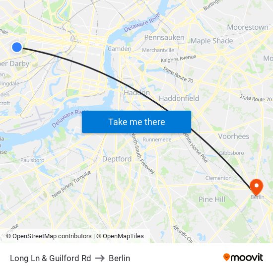 Long Ln & Guilford Rd to Berlin map