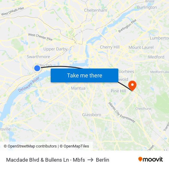 Macdade Blvd & Bullens Ln - Mbfs to Berlin map
