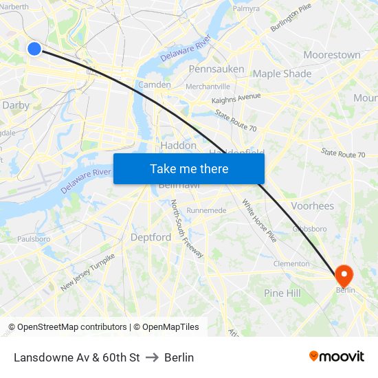 Lansdowne Av & 60th St to Berlin map