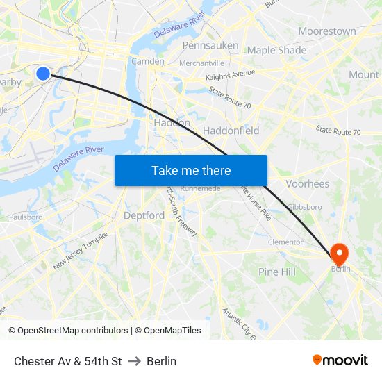 Chester Av & 54th St to Berlin map