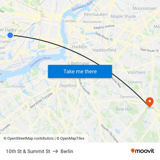 10th St & Summit St to Berlin map