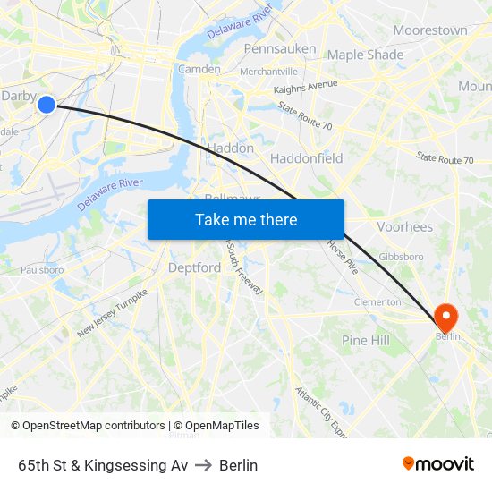 65th St & Kingsessing Av to Berlin map