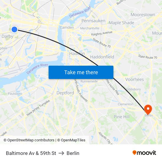 Baltimore Av & 59th St to Berlin map