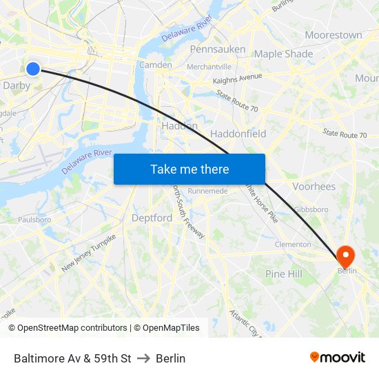 Baltimore Av & 59th St to Berlin map