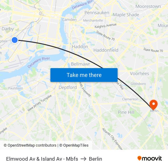 Elmwood Av & Island Av - Mbfs to Berlin map