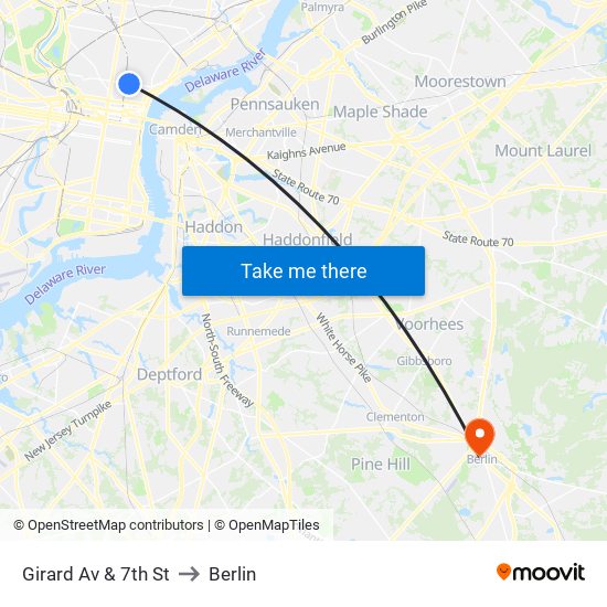 Girard Av & 7th St to Berlin map