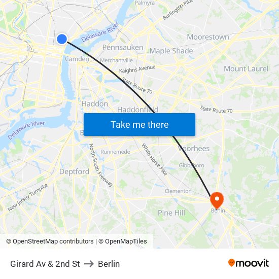 Girard Av & 2nd St to Berlin map