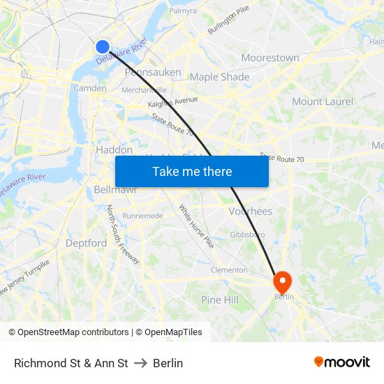 Richmond St & Ann St to Berlin map