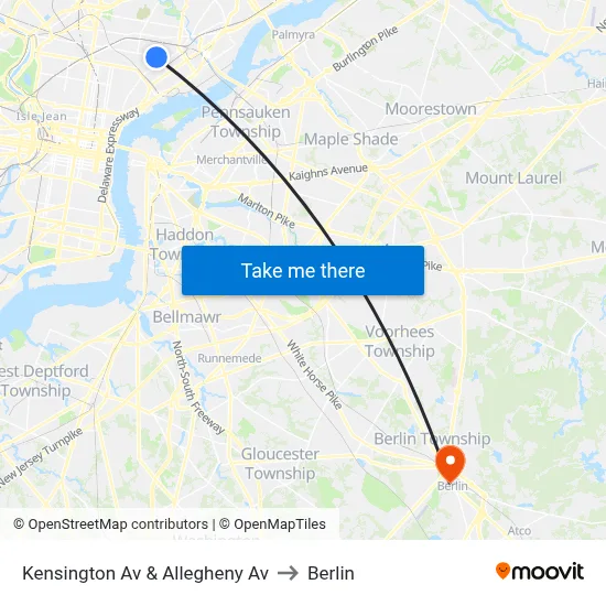 Kensington Av & Allegheny Av to Berlin map