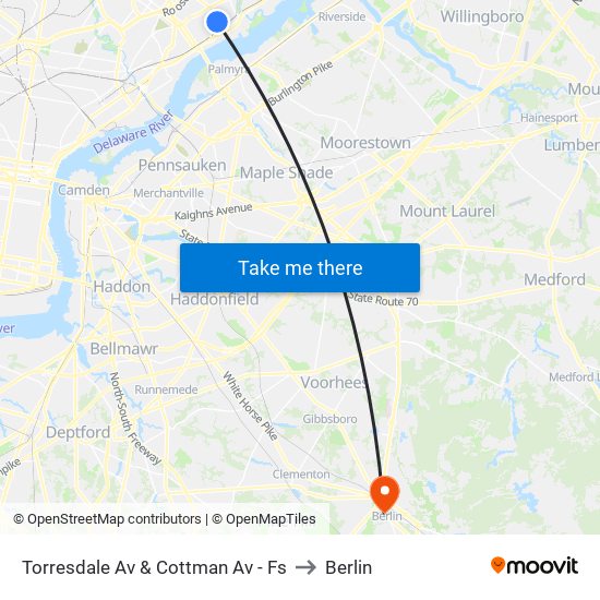 Torresdale Av & Cottman Av - Fs to Berlin map