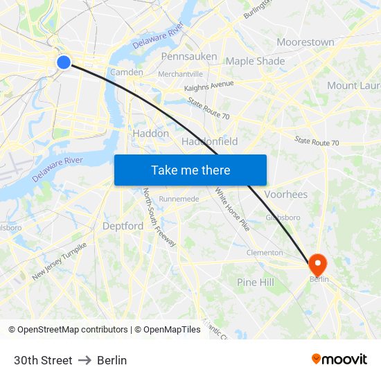 30th Street to Berlin map