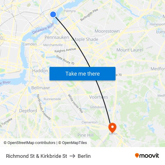 Richmond St & Kirkbride St to Berlin map